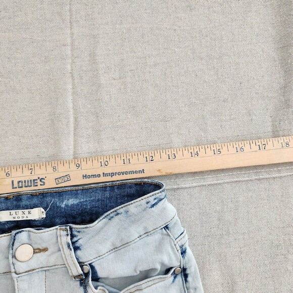 Luxe Moda Jeans Women 6 Blue Denim Acid Wash Straight Mid Rise Split Ankle 25x28 - Picture 9 of 15